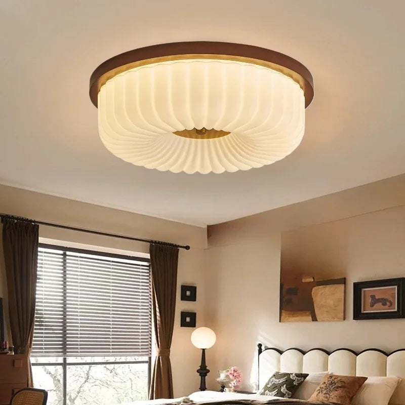 Afralia™ Retro Acrylic Lampshade in Walnut Color - Vintage French Art Style for Home Lighting