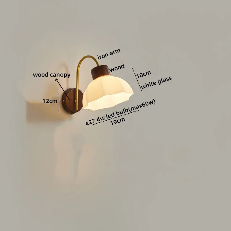 Afralia™ Ceramic Wood LED Wall Sconce Pull Chain Switch for Living Room Bedroom Hallway