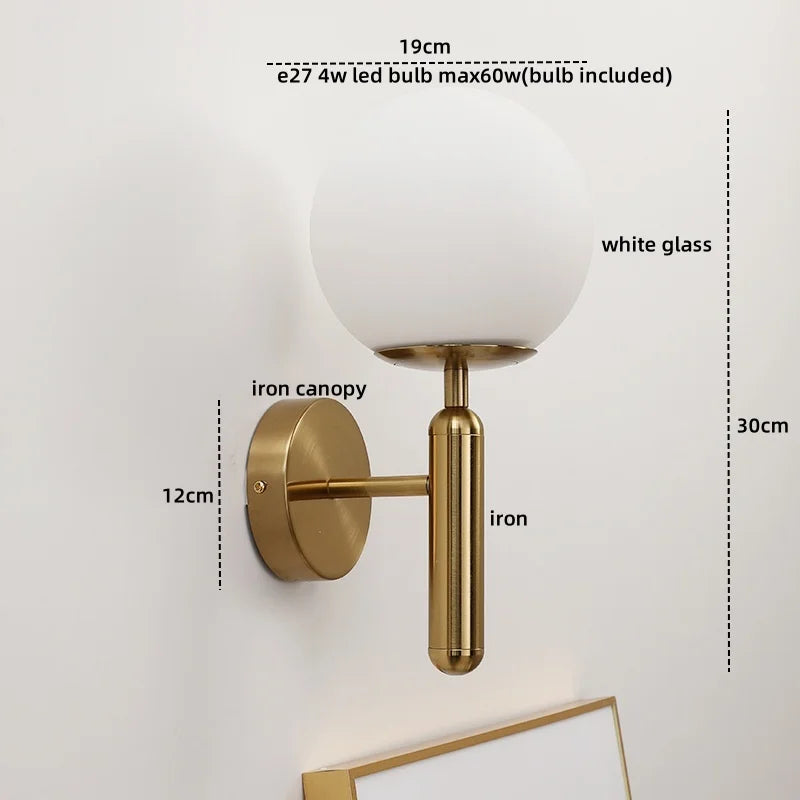 Afralia™ LED Glass Iron Wall Light with Pull Chain Switch for Corridor Living Room Bedroom