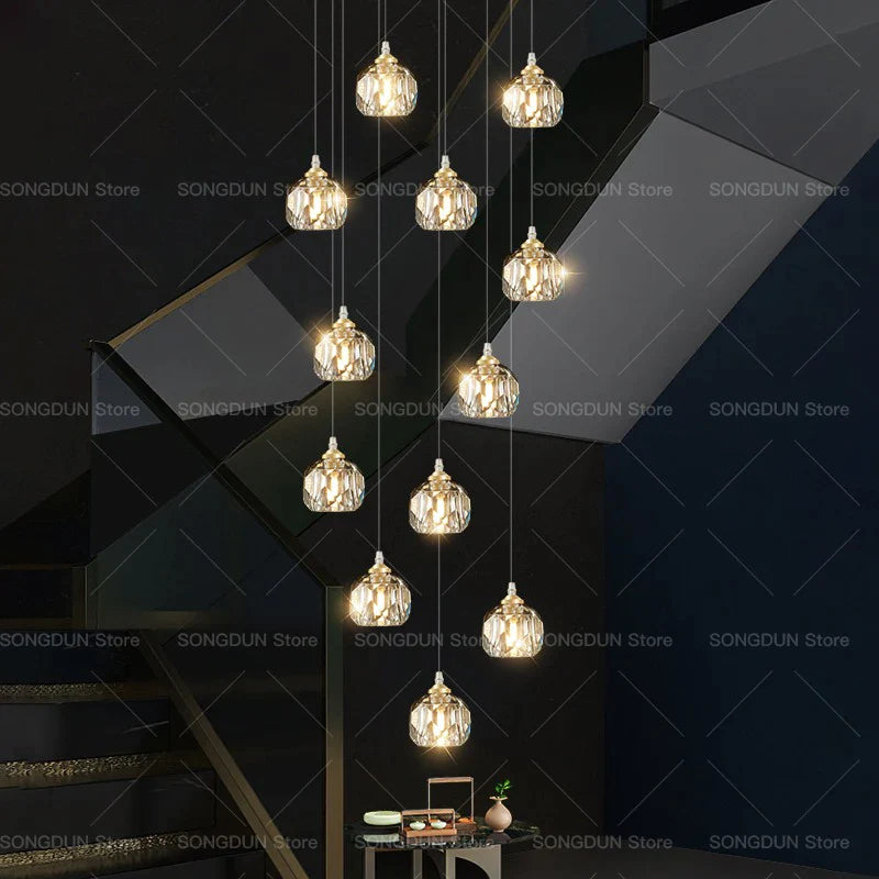 Afralia™ Crystal Spiral Staircase Chandelier for Modern Luxury Living