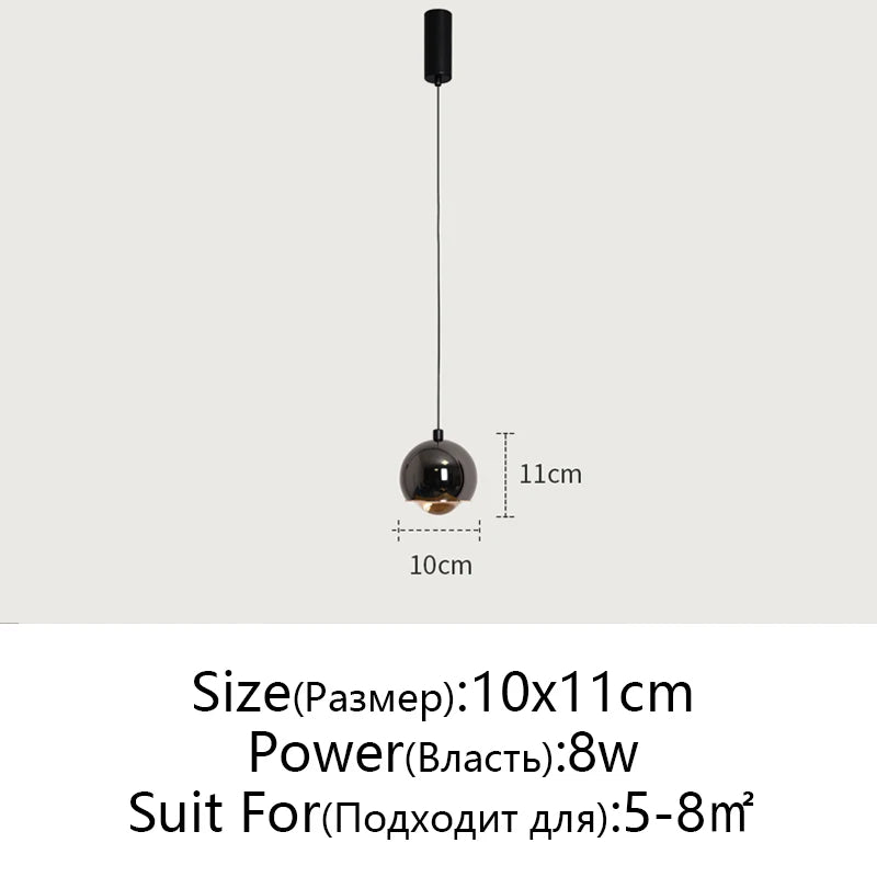 Afralia™ Gold Metal Luster Pendant for Bedside & Kitchen Island - Minimalist LED Hanging Light