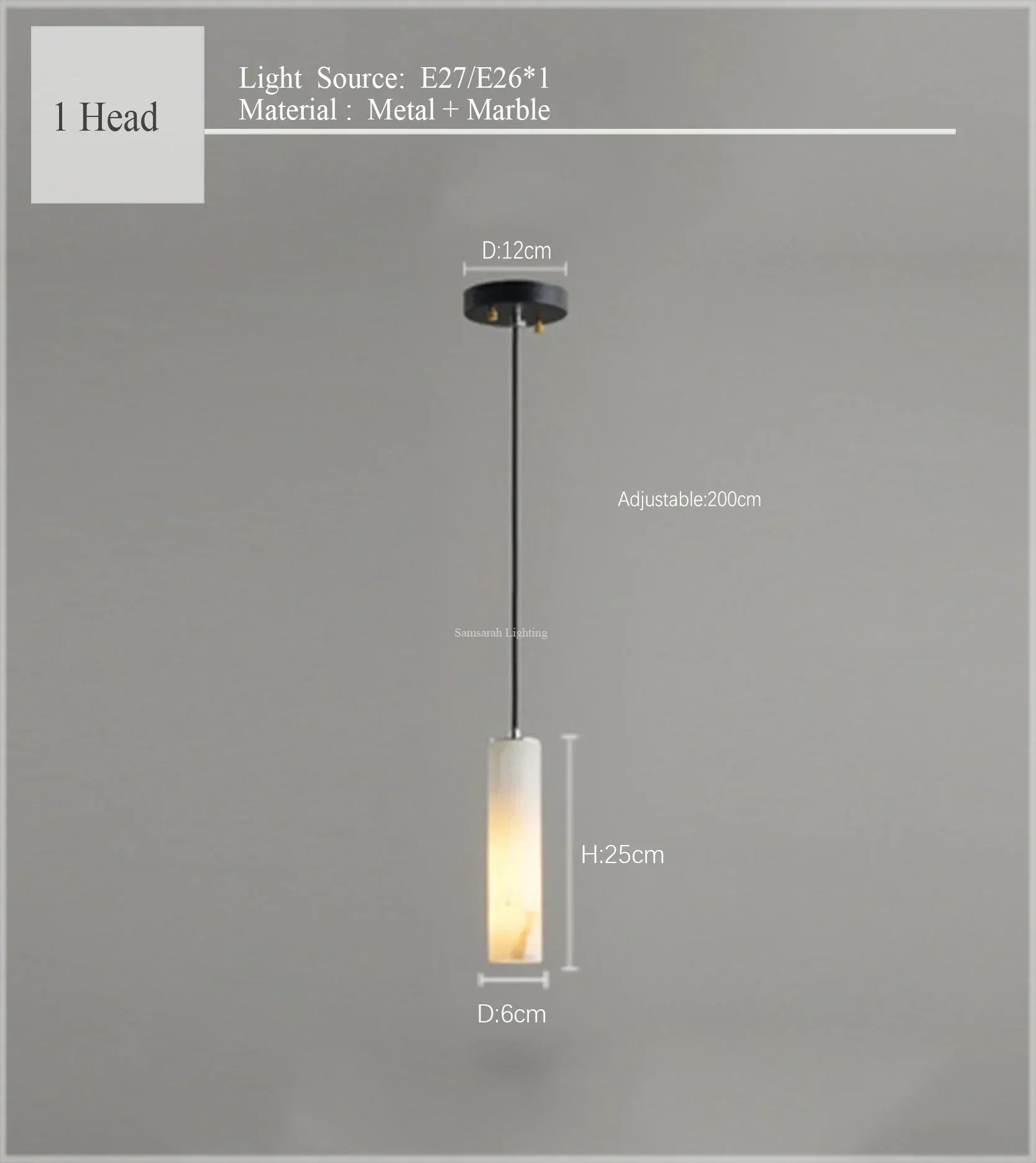 Afralia™ Nordic Marble Pendant Light Adjustable Loft Lighting for Bedroom Hall Restaurant