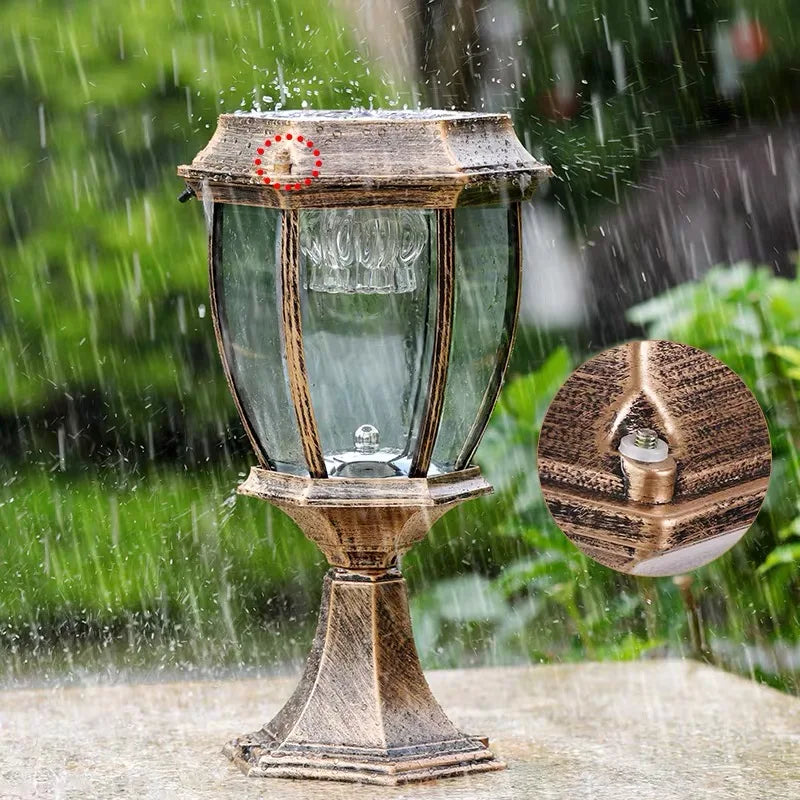 Afralia™ Solar LED Outdoor Villa Column Lamp - Retro Style Pillar Garden Street Light