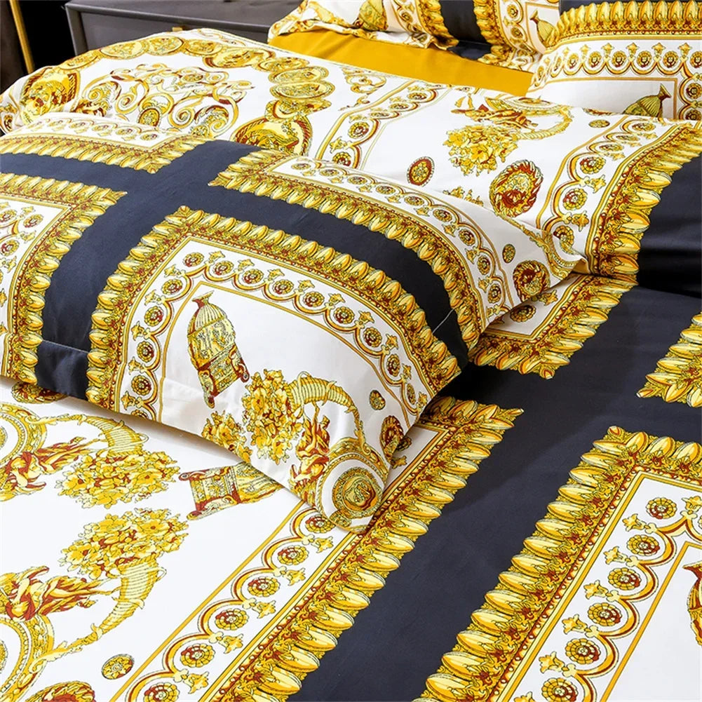 Afralia™ 1200TC Golden Egyptian Cotton King Queen Bedding Set, Custom Size Option
