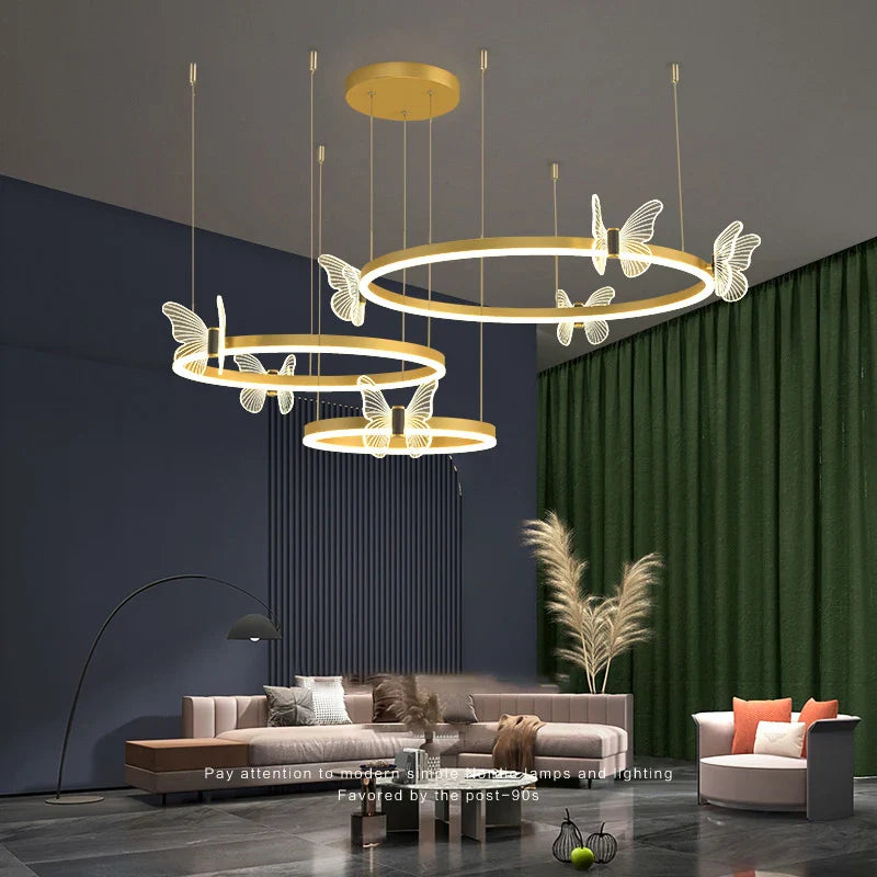 Afralia™ LED Butterfly Chandelier Pendant Light for Modern Living Room