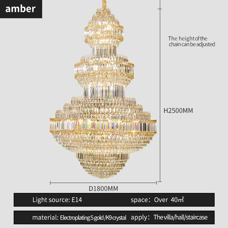Afralia™ Crystal Villa Chandelier Pendant - Modern European Style Luxury Hotel Lobby Light