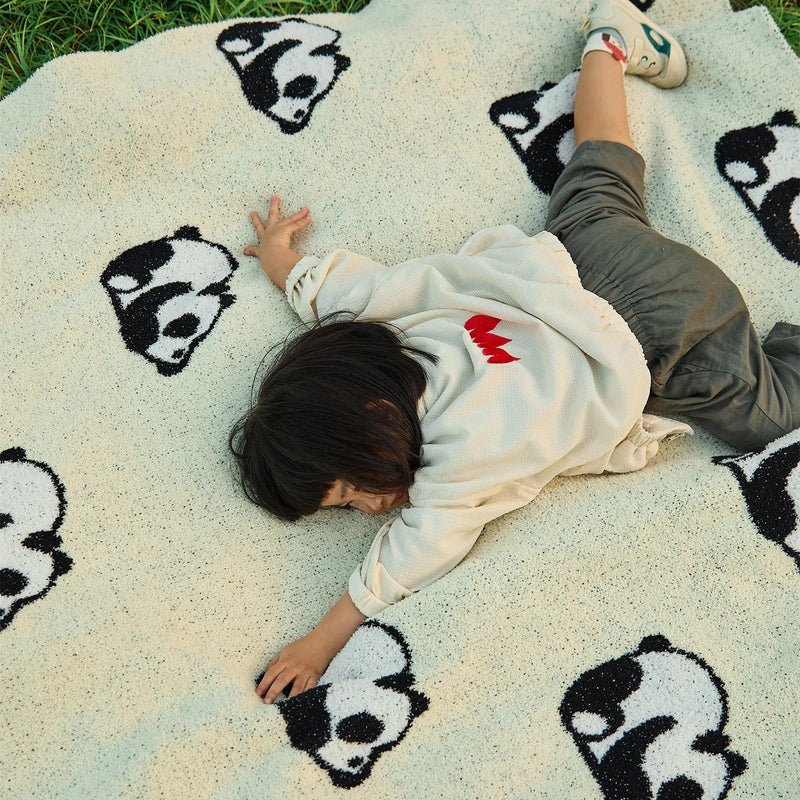 Afralia™ Kawaii Panda Jacquard Throw Blanket