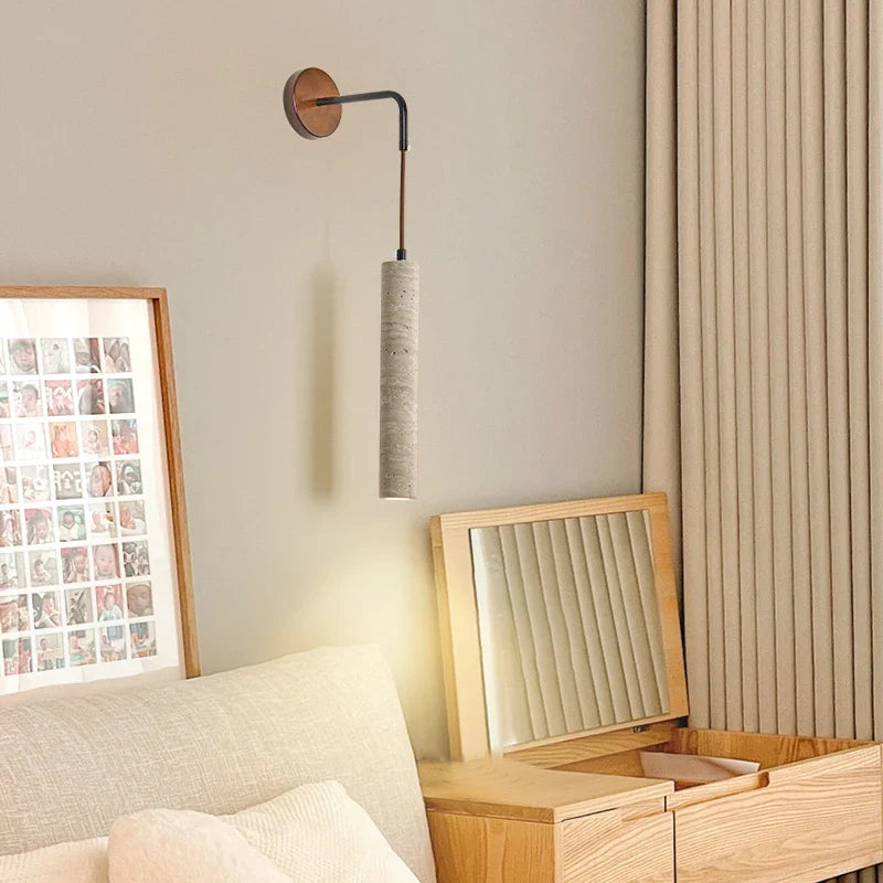 Afralia™ Adjustable LED Wall Sconce Yellow Travertine Stair Light Fixture for Home Decor