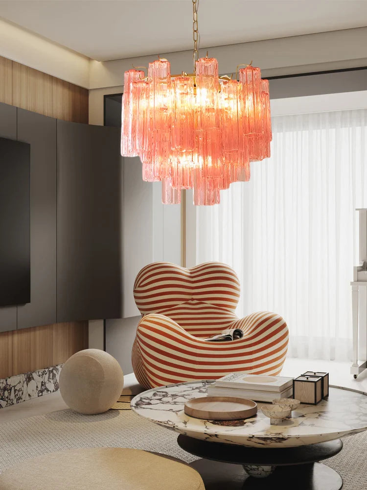 Afralia™ Glass Tube LED Chandelier - Dimmable Hanging Light for Dining Room