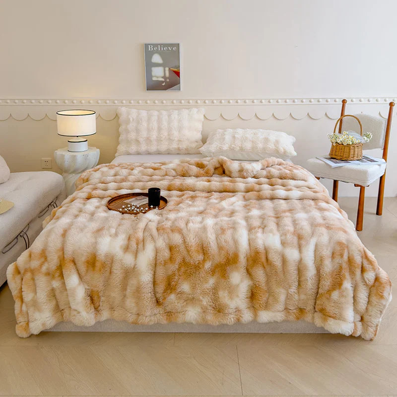 Afralia™ Gradient Grey Cashmere Fleece Winter Blanket