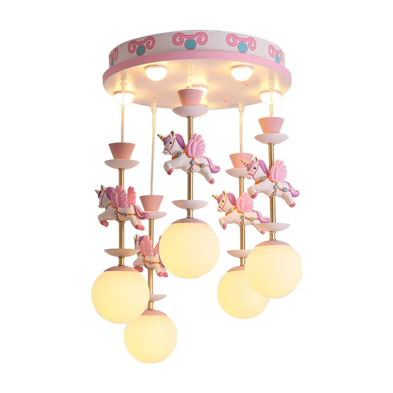 Afralia™ Creative Unicorn LED Pendant Ceiling Light for Children's Room