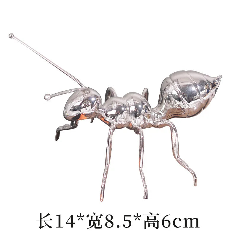 Afralia™ Golden Ant Metal Sculpture Figurine Home Decor Insect Ornament