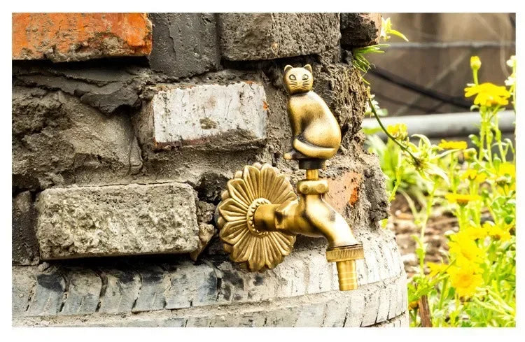 Afralia™ Antique Brass Wall Mount Garden Faucet for Kindergarden, Animal Design