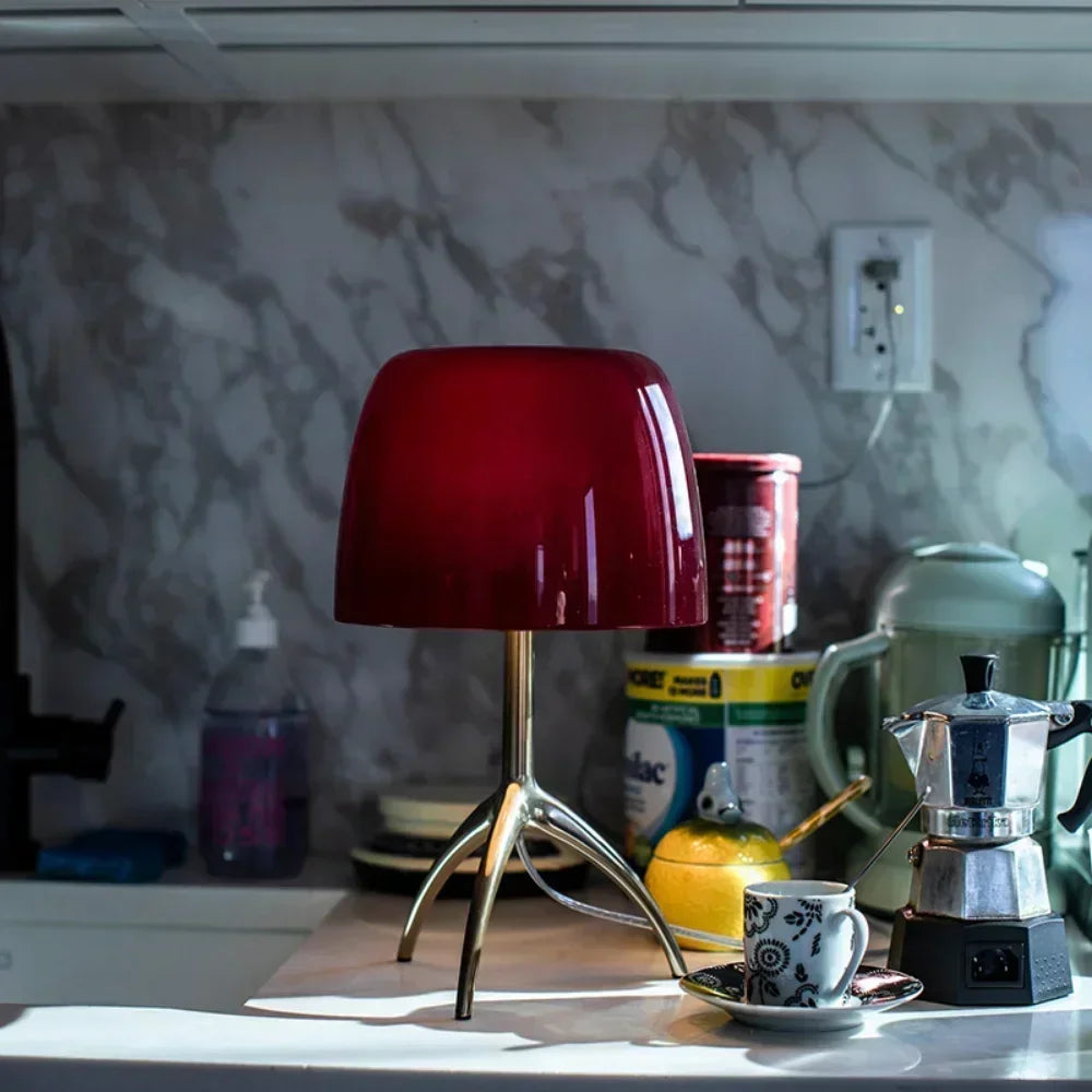 Afralia™ Glass Shade Table Lamp: Designer Tripod Desk Light for Bedroom