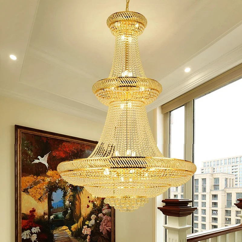 Afralia™ Luxury Crystal Living Room Chandelier - Modern LED Long Chandelier