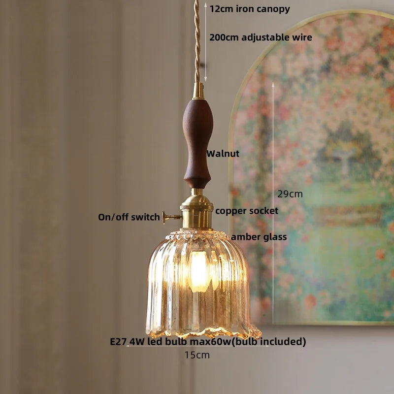 Afralia™ Wicker Glass Pendant Light - Nordic Modern LED Hanging Lamp