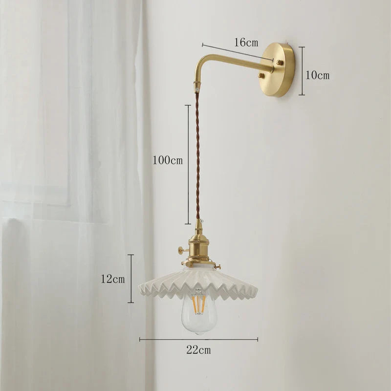 Afralia™ Ceramic LED Wall Lamp Pull Chain Bedroom Bathroom Mirror Light
