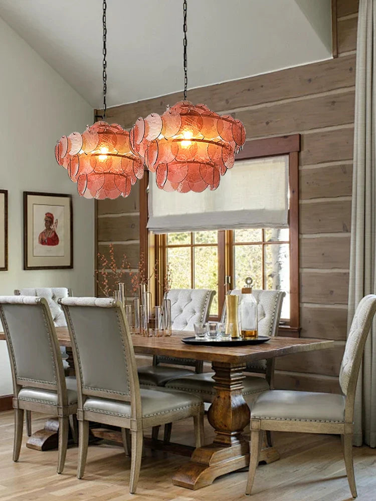 Afralia™ Modern Glass Piece Chandelier for Living Room, Green Amber Clear Lighting Fixtures