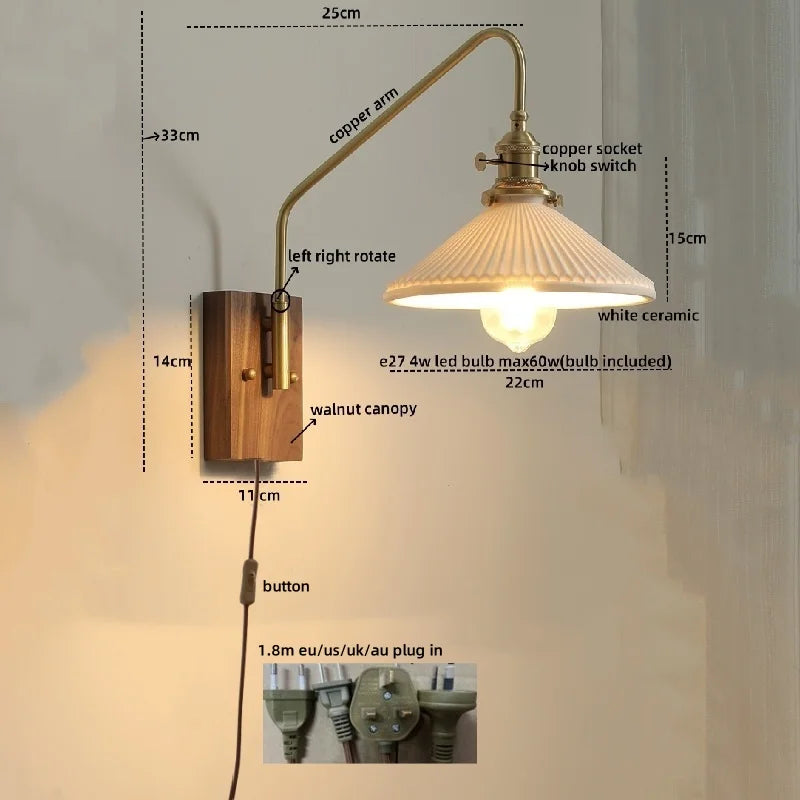 Afralia™ Glass Copper LED Wall Sconce Modern Stair Light Fixtures
