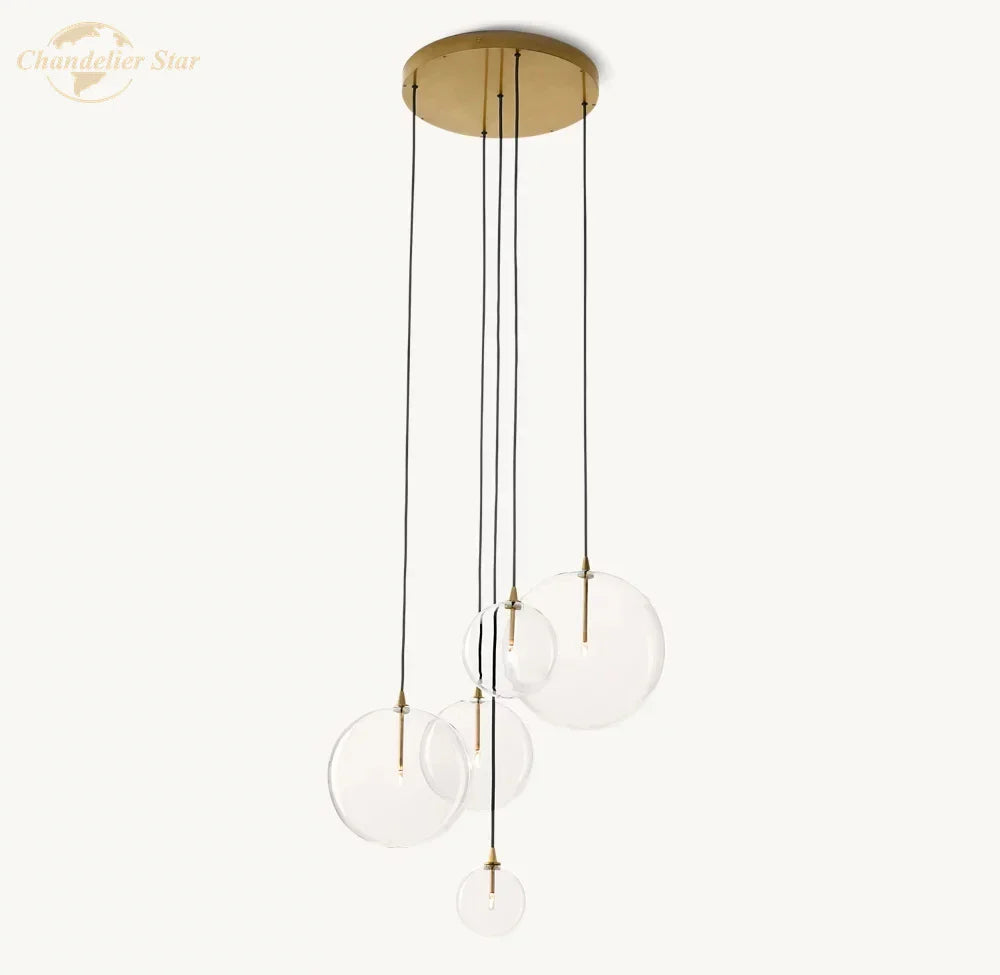 Afralia™ Clear Glass Globe Cluster Chandeliers Pendant Lights for Living Room and Staircase