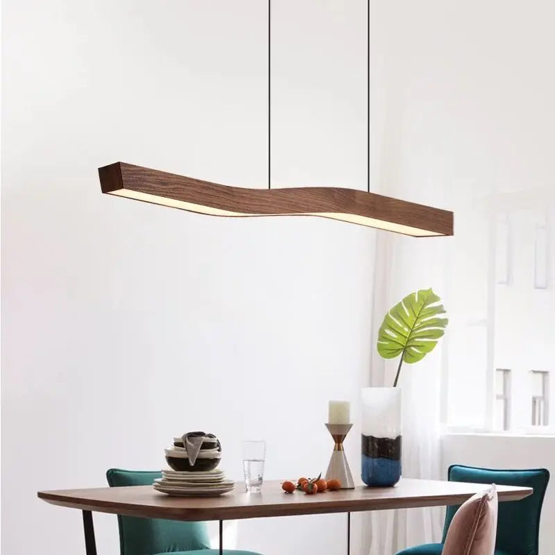 Afralia™ Minimalist Wood Metal Pendant Light. Adjustable Wire. Dimmable for Dining Room, Kitchen, Bar.