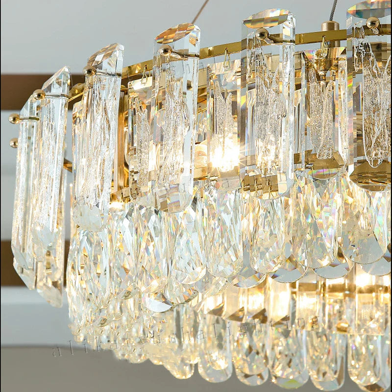 Afralia™ Crystal Pendant Chandelier Modern Luxury Dimmable Island Light Minimalist Home Decor