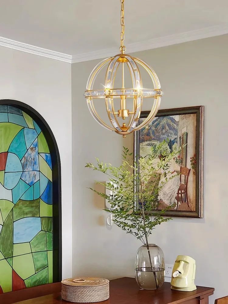 Afralia™ Bronze Black Chrome Gold Globe LED Chandelier for Living Room