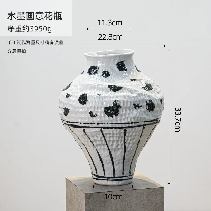 Afralia™ Ceramic Graffiti Vase Handcrafted Porcelain Floral Arrangement Home Decor