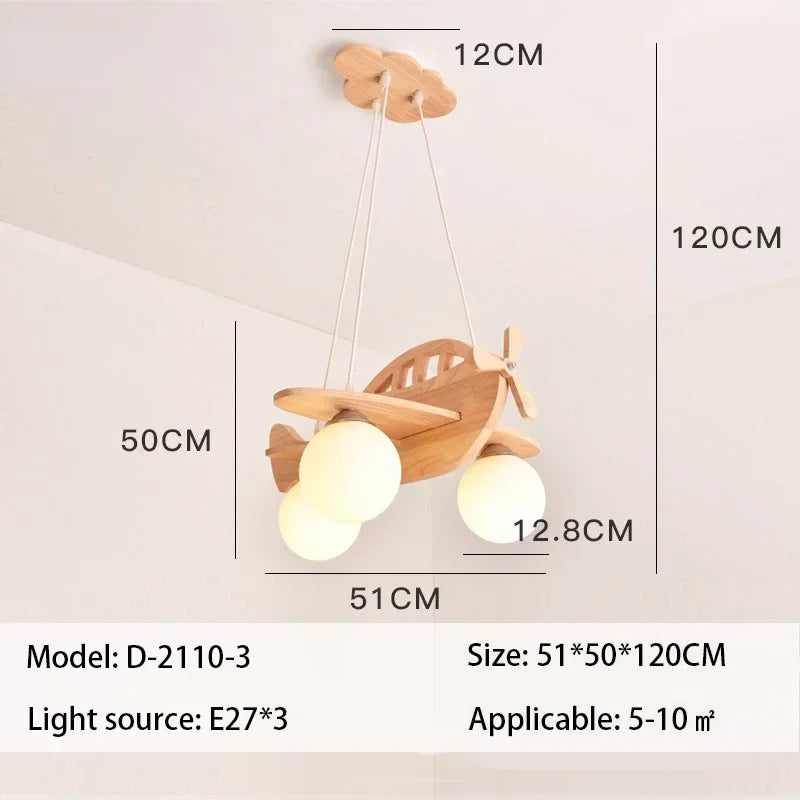 Afralia™ Wooden Aircraft Pendant Light Hanging Lamps Chandelier Ceiling Suspension