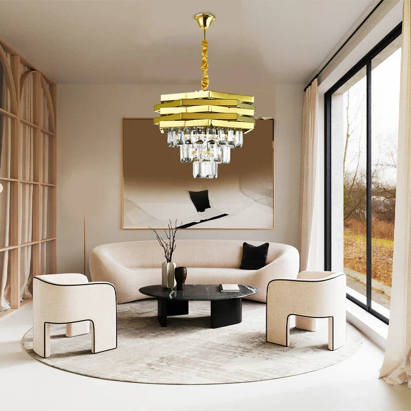 Afralia™ Modern Crystal Ceiling Chandelier 3 Level Pendant Light for Living Room