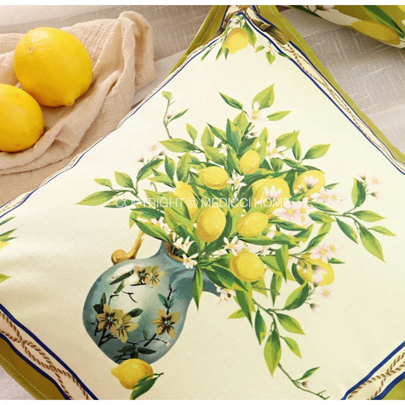 Afralia™ Lemon Print Chenille Cushion Cover 45x45cm - Waterproof Nordic DecorCase