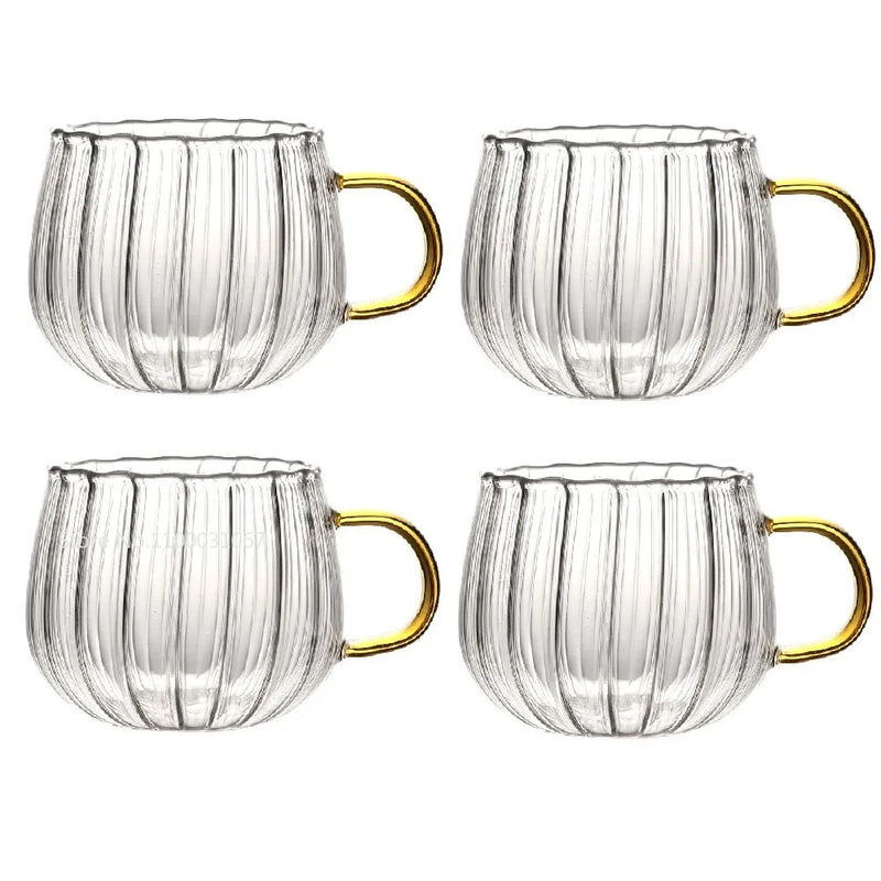 Afralia™ Striped Glass Mug with Handle, Heat-Resistant, Cute Coffee Cup for Home & Office