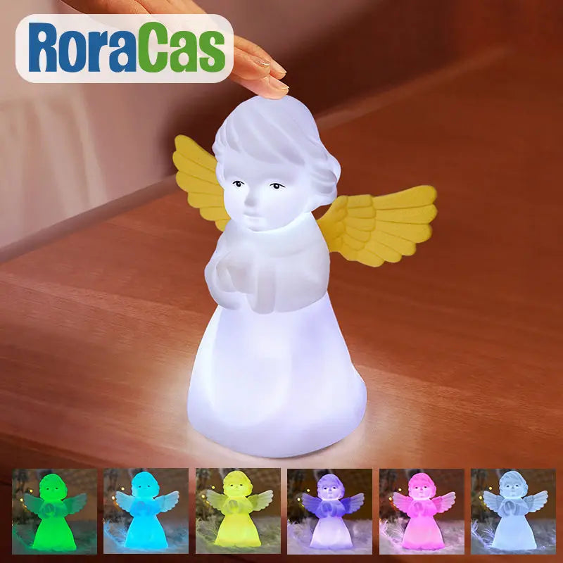 Afralia™ Cherub RGB Night Light USB Rechargeable Bedside Lamp - Child's Gift