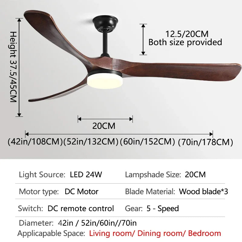 Afralia™ 70" Wooden Ceiling Fan with Light Dual-Function Motor for All Seasons