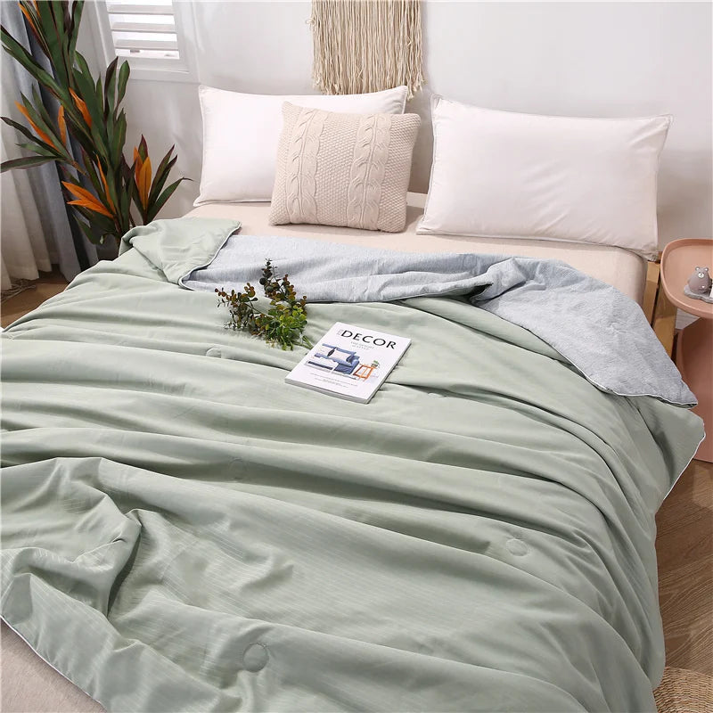 Afralia™ Pure Cotton Tribute Satin Quilt: Spring-Summer Cool Comforter Blanket for Bed