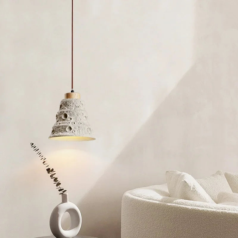 Afralia™ Modern Retro Cement Irregular Pit Pendant Lights for Restaurant Bedroom Living Room