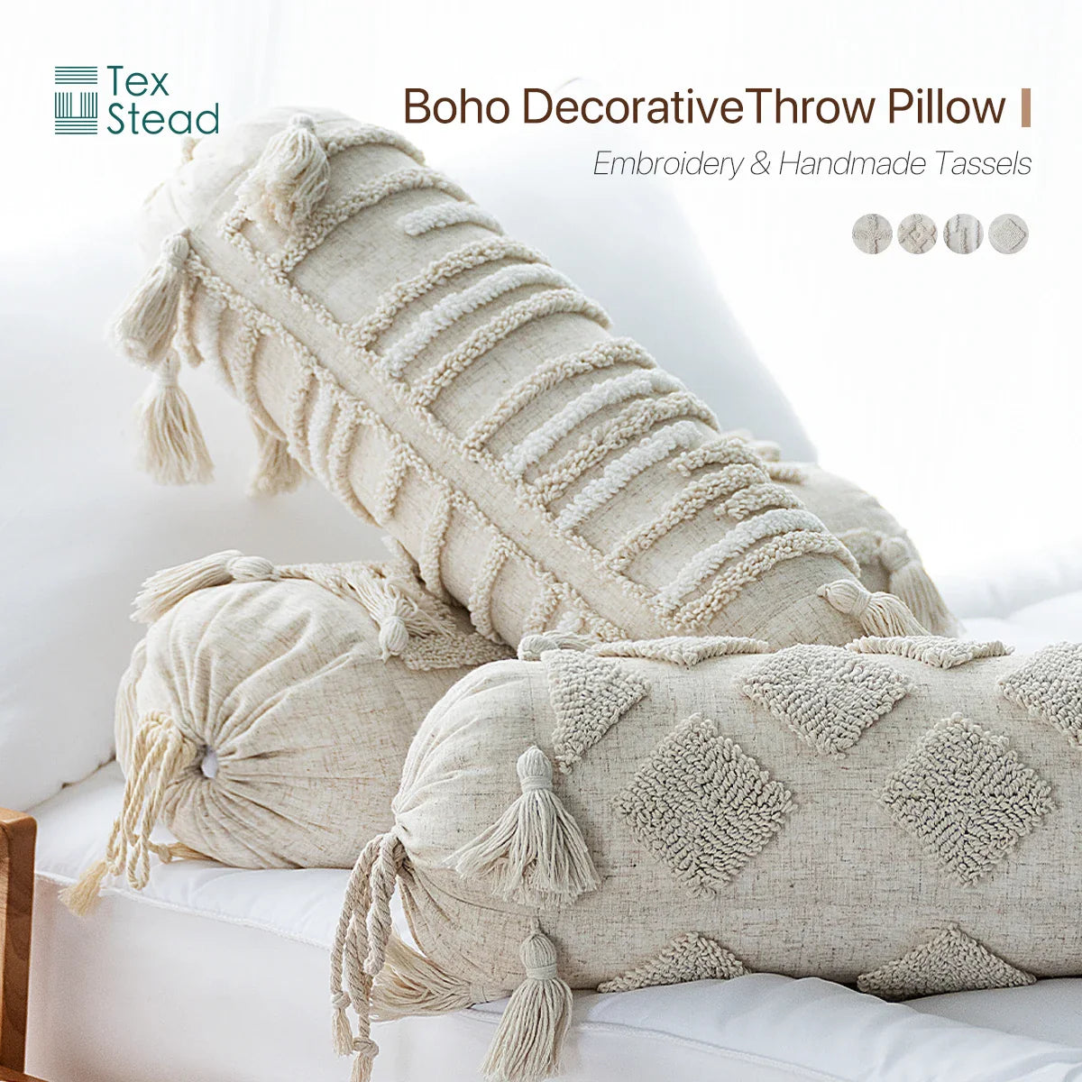 Afralia™ Boho Tufted Tassel Lumbar Throw Pillow