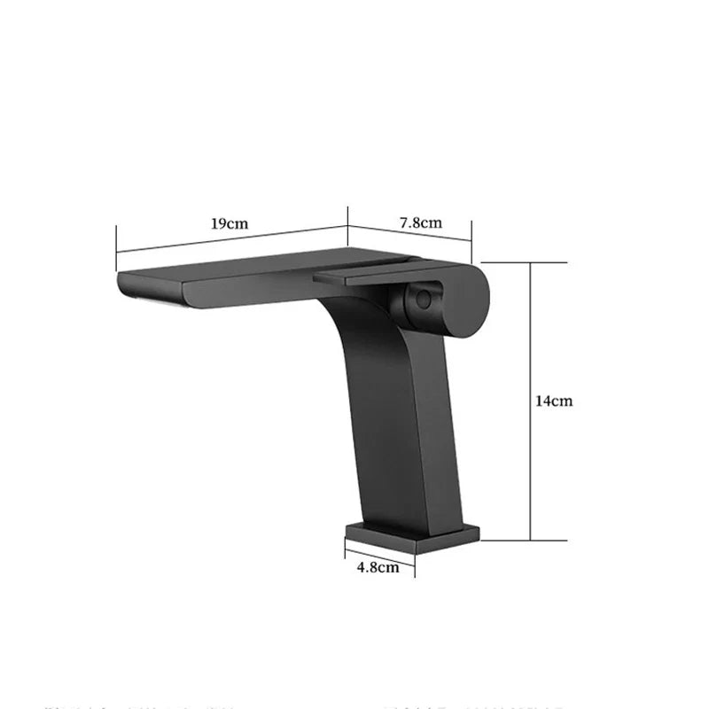 Afralia™ Waterfall Basin Faucet: Brass Hot Cold Mixer Tap Single Handle Chrome Sink