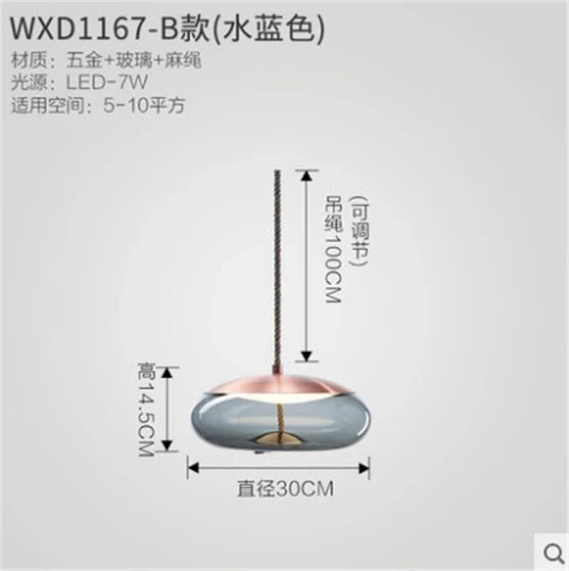 Afralia™ Glass Pendant Light Brokis Shade Nordic Bedroom Kitchen Luminaria