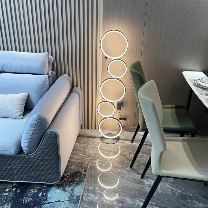 Afralia™ Modern LED Ring Floor Lamp for Home Living Room Decor