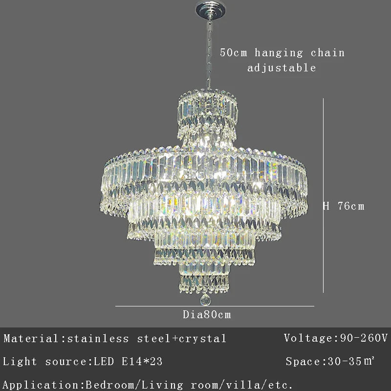 Afralia™ Silver Crystal Ceiling Chandelier for Modern Luxury Living Room Bedroom Decor