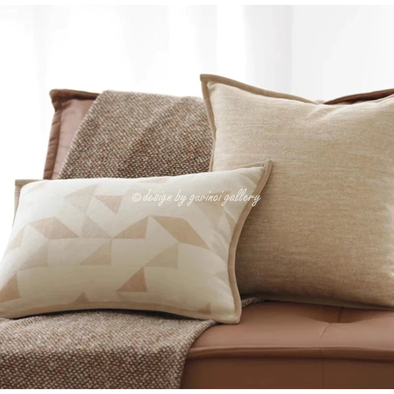 Afralia™ Geometric Brown Leather Splicing Throw Pillow Cover 45x45cm Luxe Square Cushion Case
