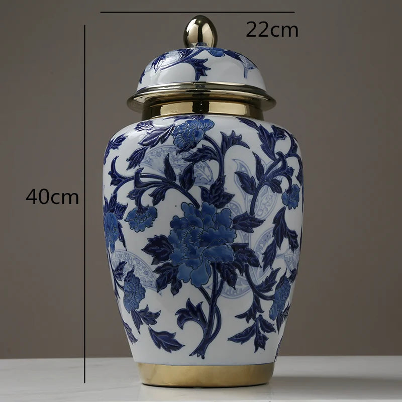 Afralia™ Chinese Retro Storage Tank Vase with Cover for Modern Home Decoration
