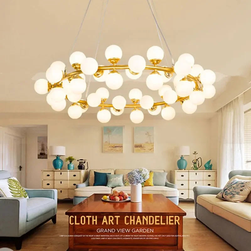 Afralia™ Molecular Glass Ball Chandelier with Magic Bean G4 LED Pendant Lights