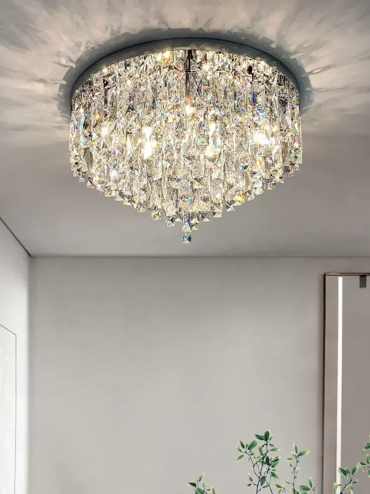 Afralia™ Modern Gold/Chrome Steel Chandelier with K9 Crystals