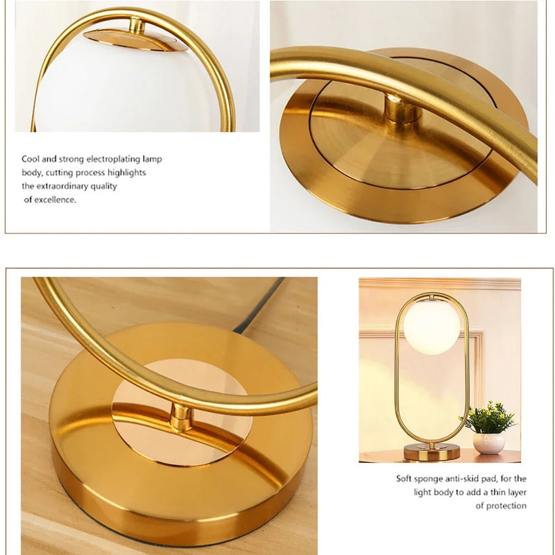 Afralia™ Modern LED Table Lamp - Nordic Creative Brass Glass Desk Light for Dining and Living Room