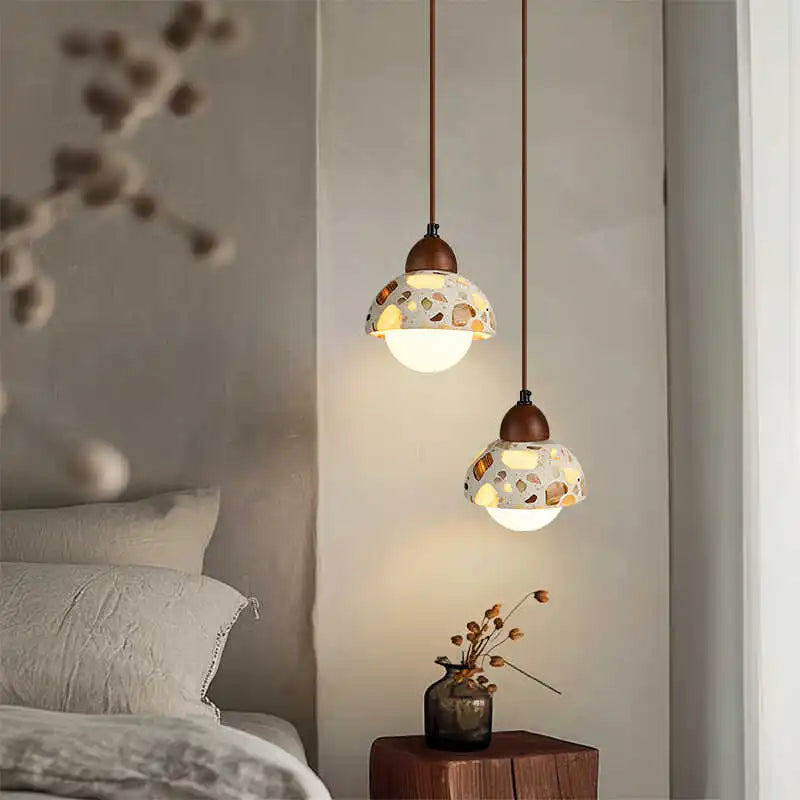 Afralia™ Terrazzo Wood LED Pendant Light for Stylish Home Decor