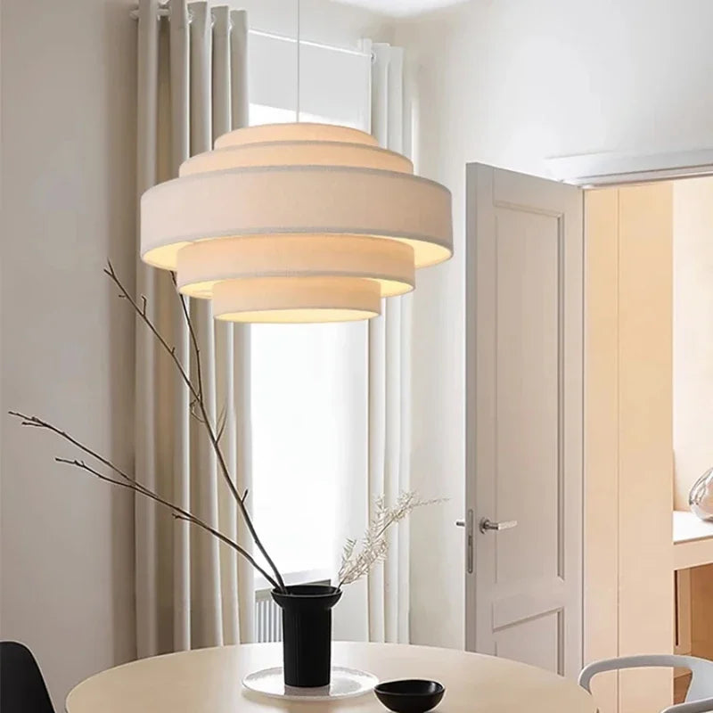 Afralia™ Minimalist Fabric Pendant Chandelier for Bedroom and Bar - LED Ceiling Lamp
