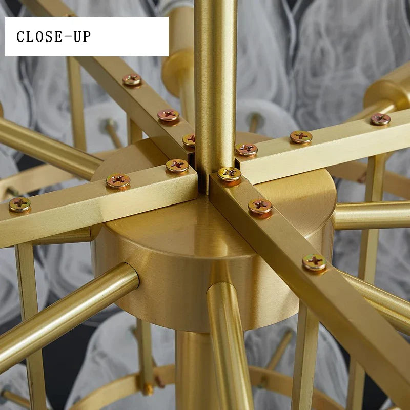 Afralia™ Golden French Modern Glass Chandelier Light, LED Indoor Decorative Lighting Fixture