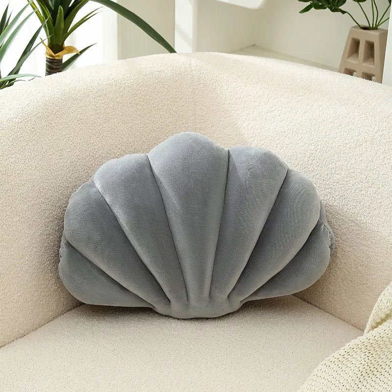 Afralia™ Shell Shaped Velvet Throw Pillow for Couch and Living Room